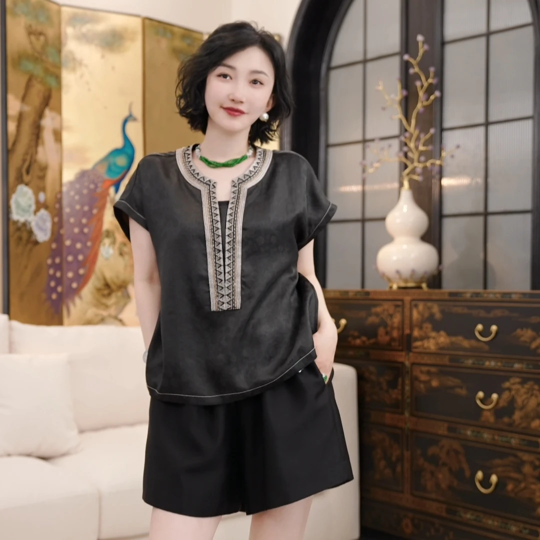 Betty Bairn【满西楼 · 香云纱】25姆米花萝桑蚕丝上衣25B-BW9969