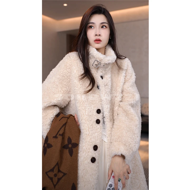 SOURWZZI/所姿新款冬季设计师时尚休闲宽松女士羊毛外套SZ-25615