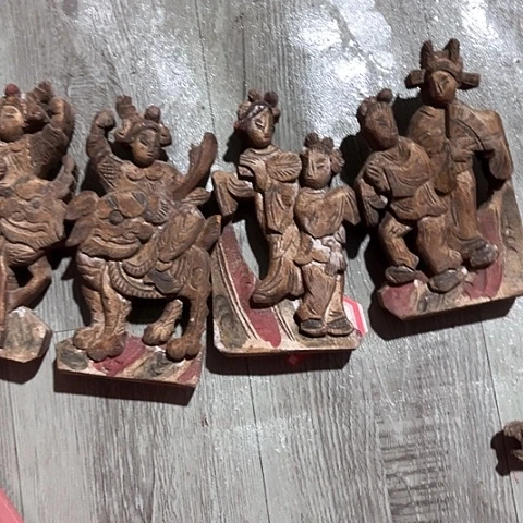 风车木（黑檀木）老木雕老人物花板