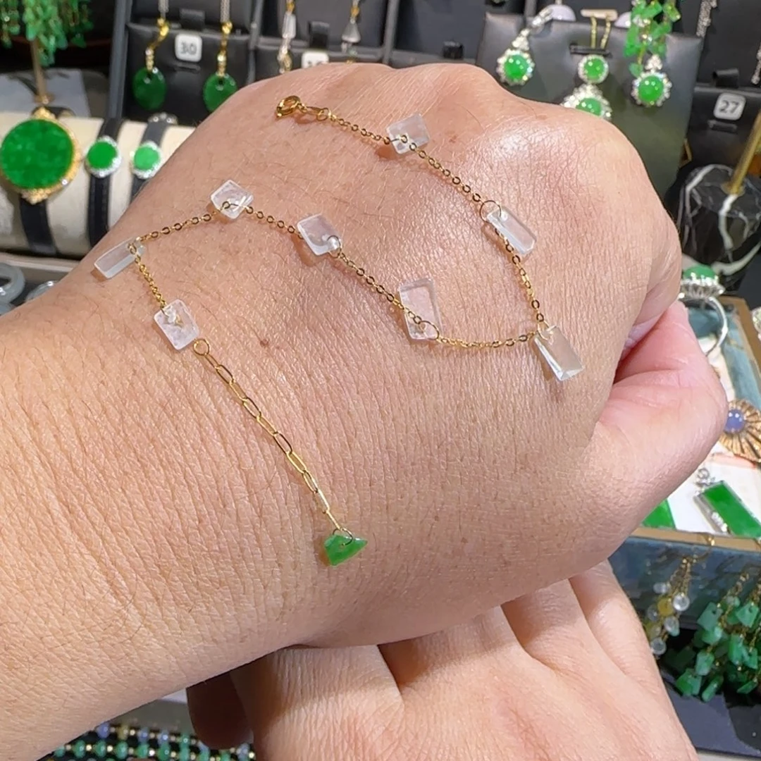 翡翠18K金镶嵌颈饰手链