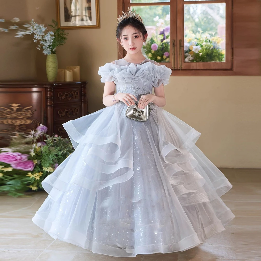 女童主持人绝美晚礼服高端轻奢小众女孩公主裙儿童钢琴演奏演出服