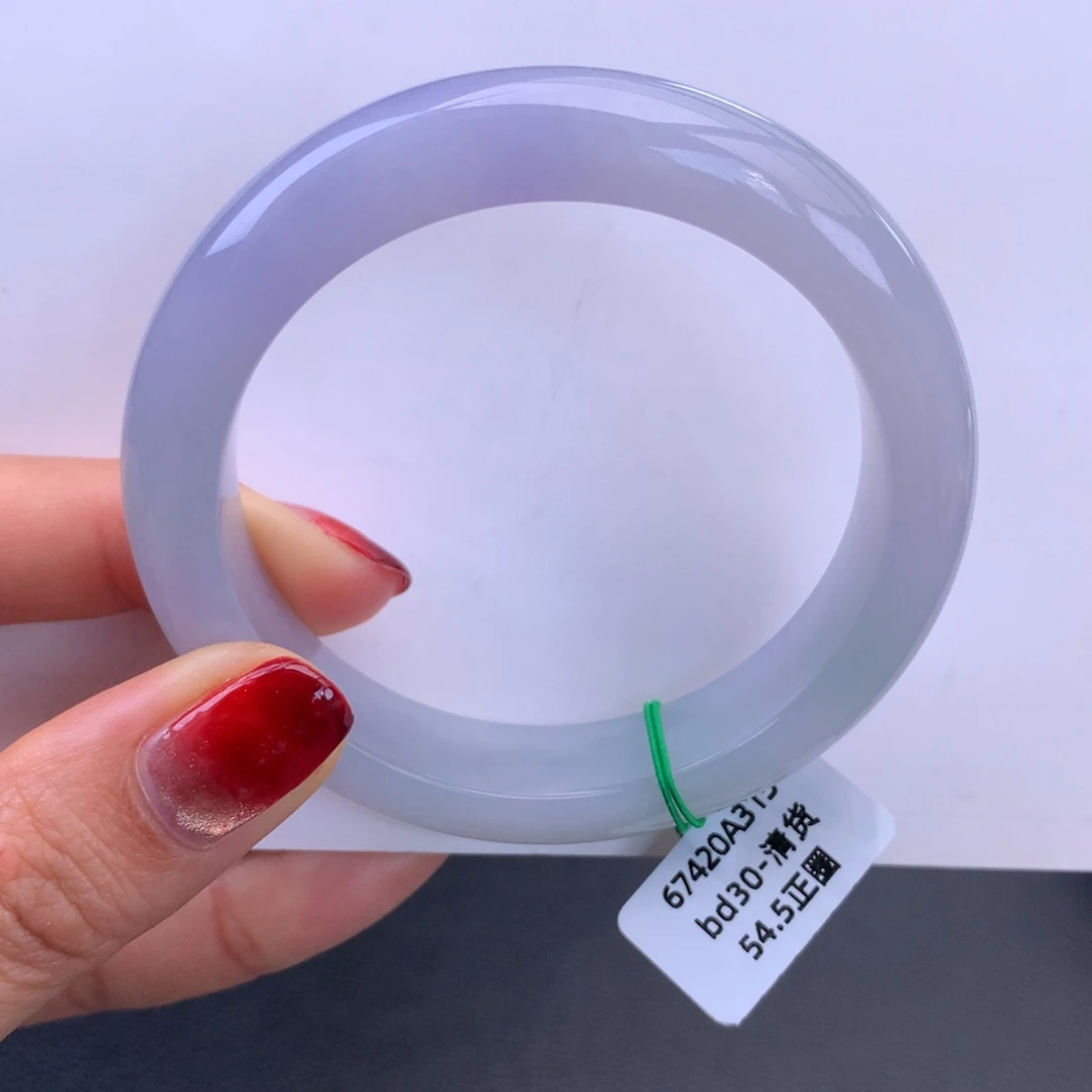 翡翠未镶嵌手镯细糯化胶紫色手镯