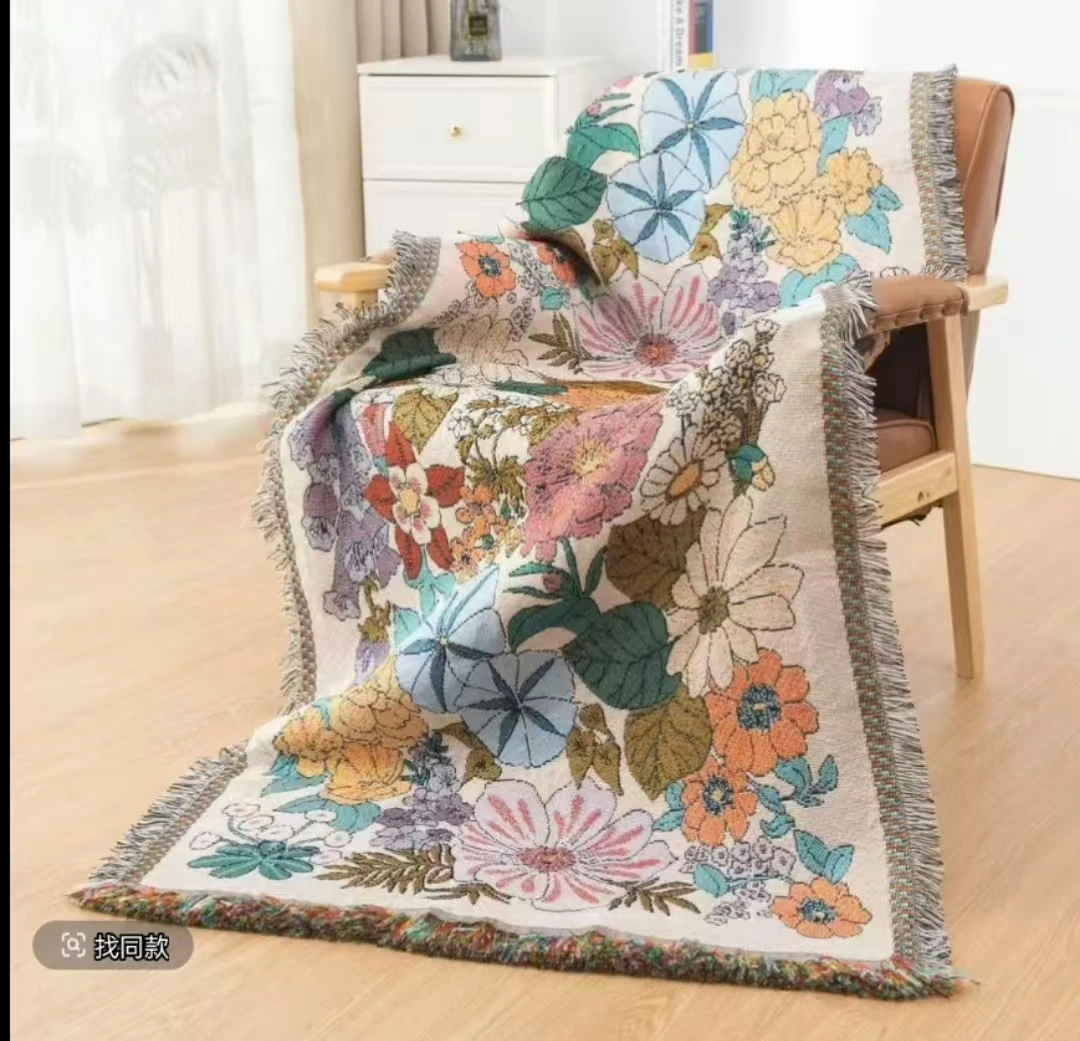 【金禧优品8】中号繁花沙发巾(沙发巾缩水介意慎拍)