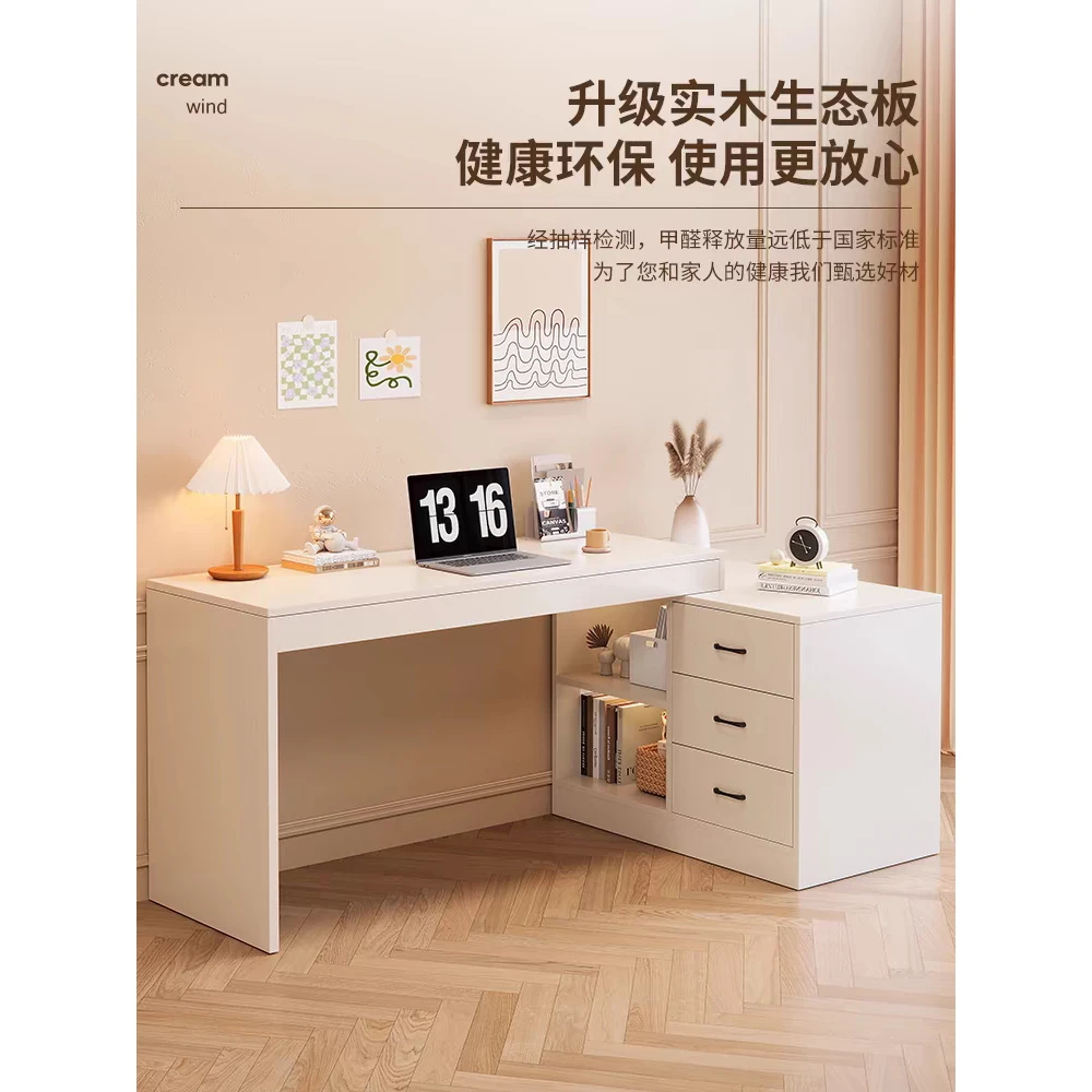 【92%好评率】实木双人书桌卧室学习桌写字桌一体电脑桌二合一家