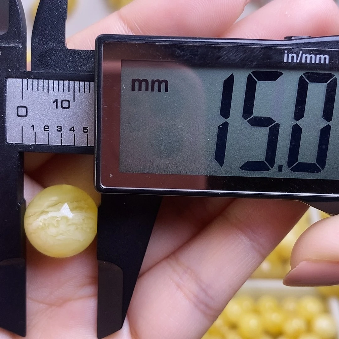裸石琥珀未镶嵌精**生蜜蜡圆珠微瑕