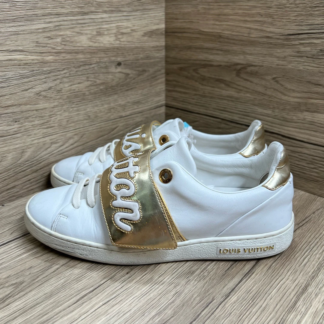 90新 LouisVuitton/路易威登 Frontrow 金尾魔术贴小白鞋 37码