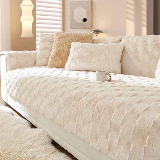 2025新款轻奢网红加厚毛绒皮沙发垫冬季现代奶油高端套罩坐垫盖布