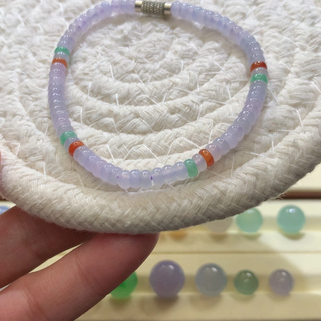 翡翠散珠紫算盘手串