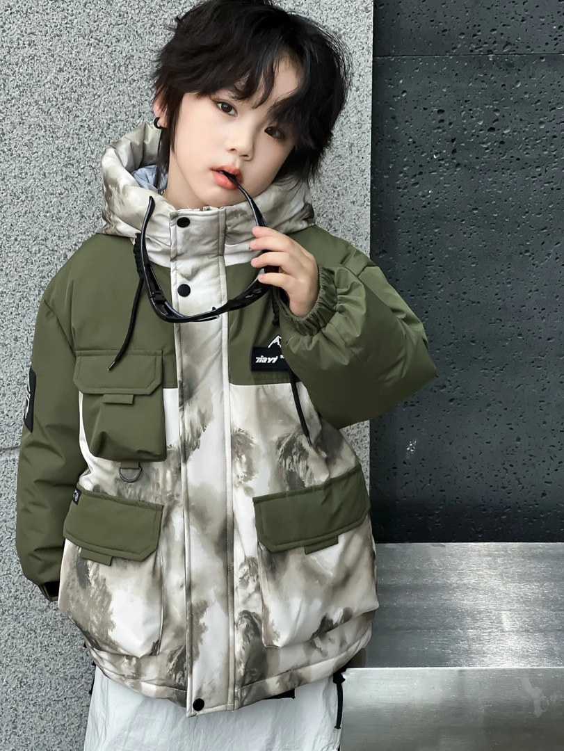 【水墨画】男女童韩版时尚秋冬防寒服潮流宽松工装冬季保暖【8633】