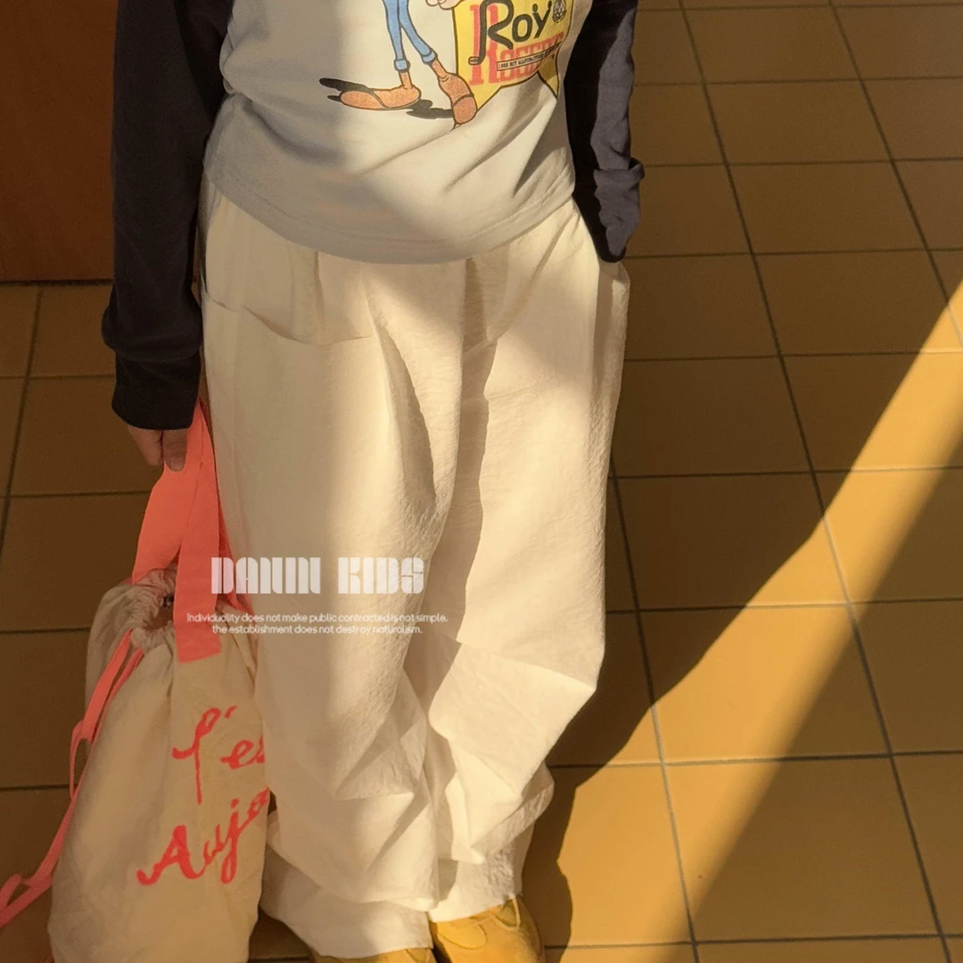 【嗒囜】女童25春季新款时尚休闲阔腿裤中大童宽松亲子直筒休闲裤