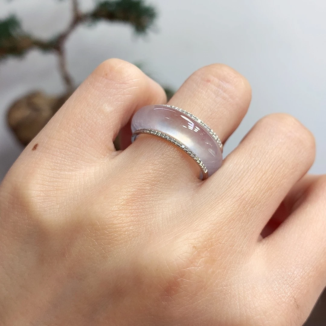 18K金镶嵌戒指翡翠10号一套