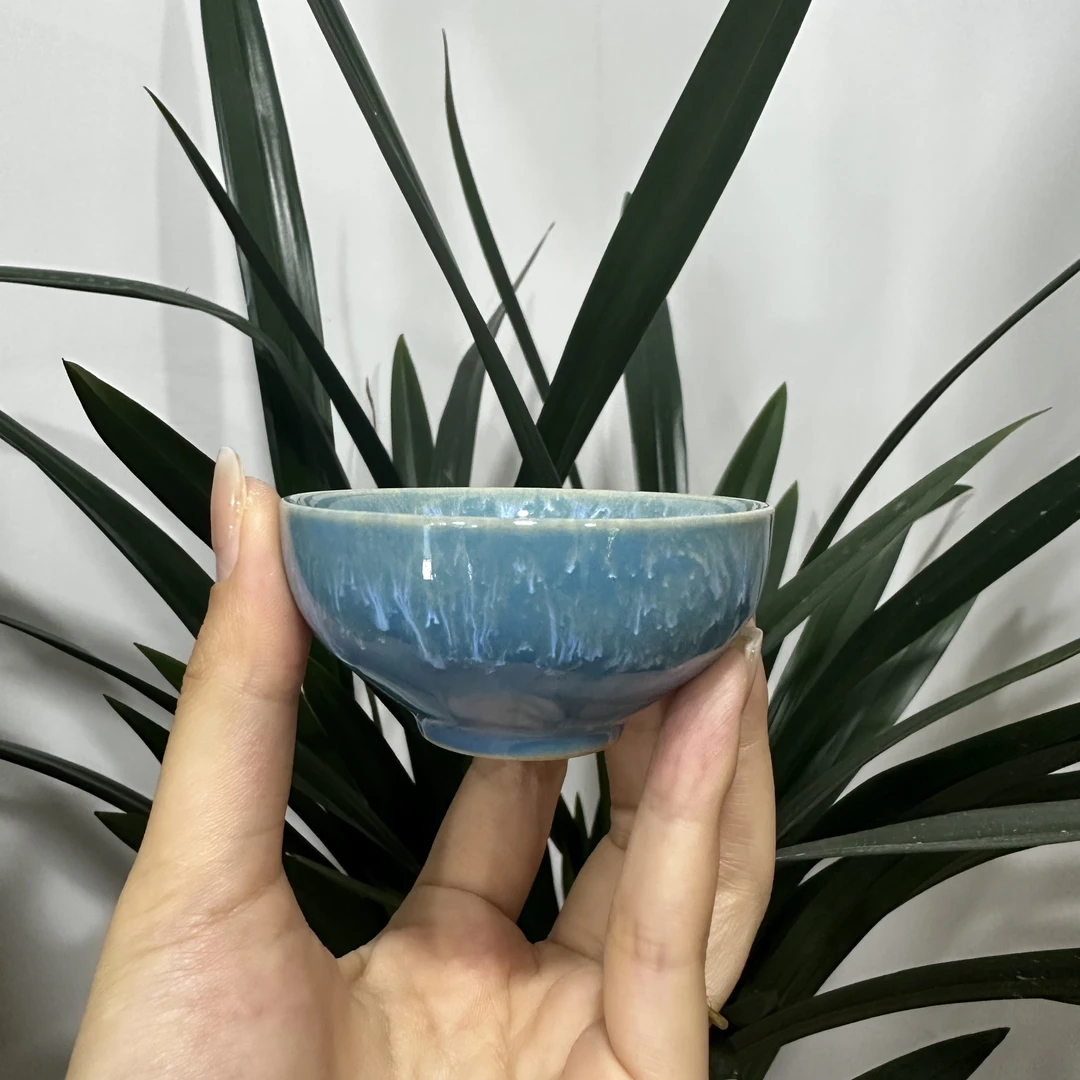 【遇见好瓷】窑变海浪小碗杯（蓝）A0288