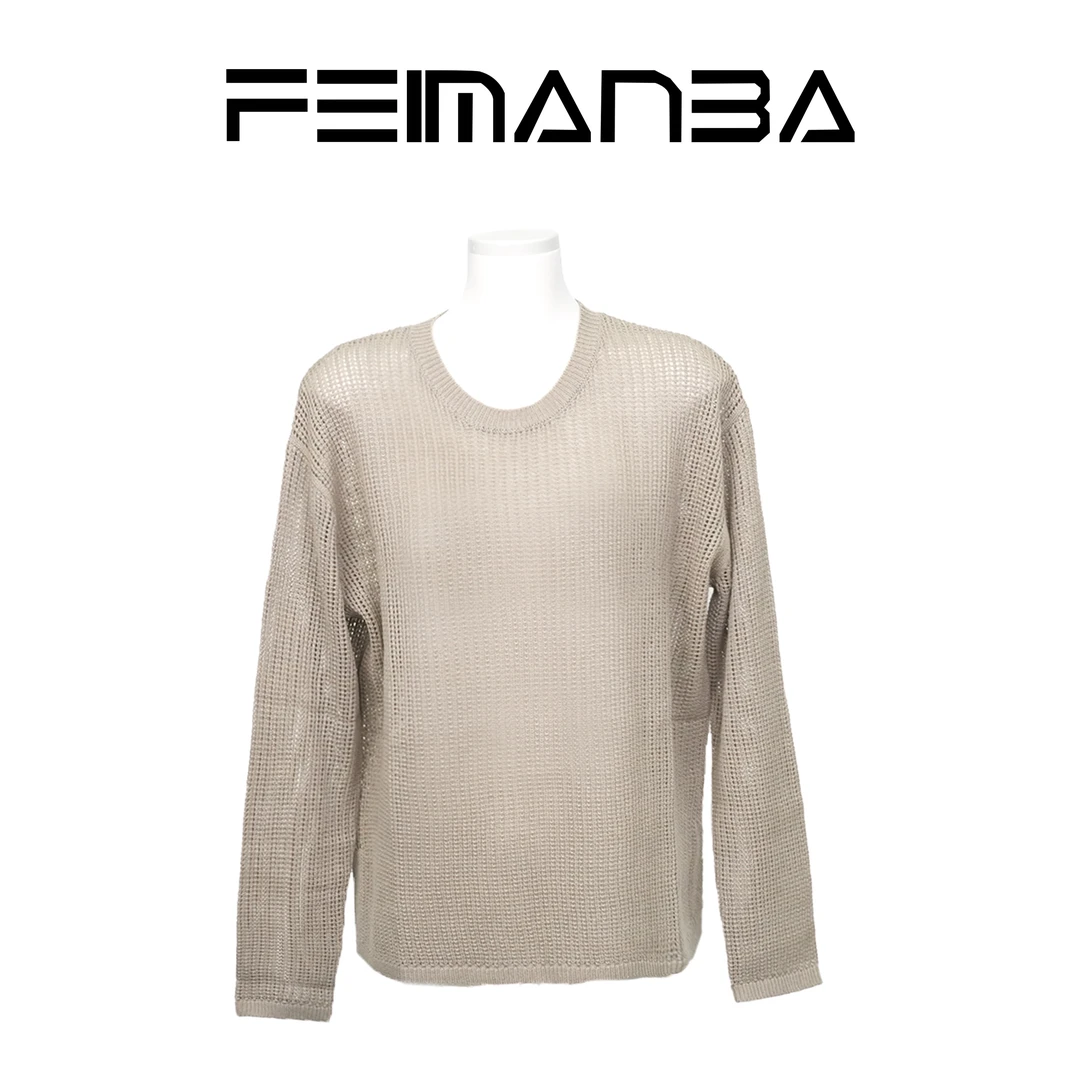 夏季镂空针织衫女长袖圆领