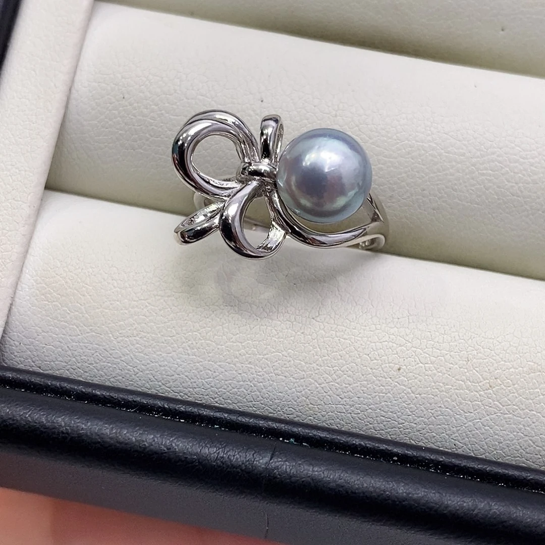 海水珍珠戒指银S925镶嵌8mm真多麻