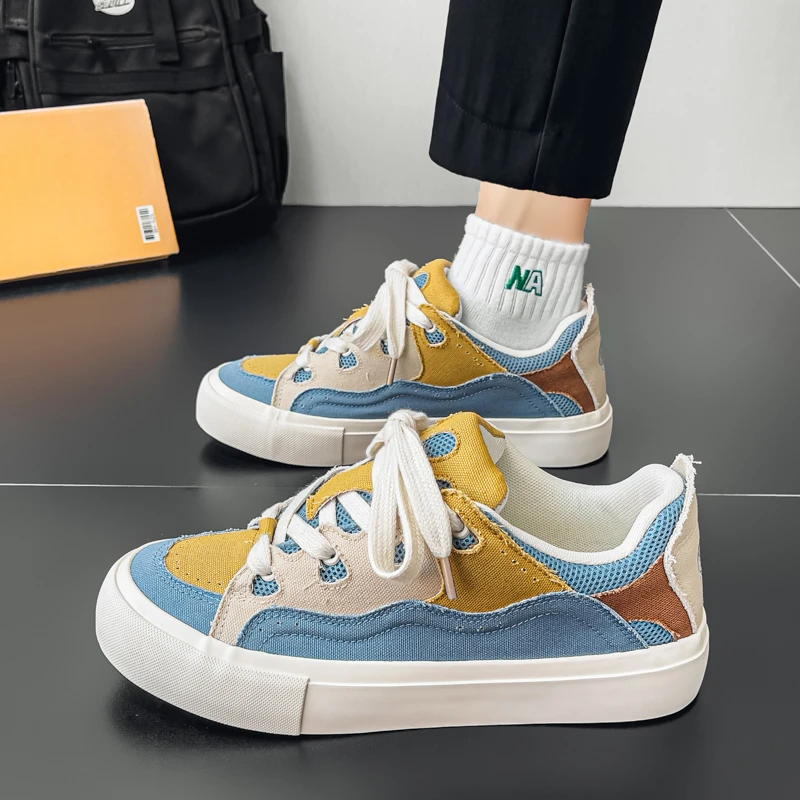 鞋子男鞋2025新款休闲夏季透气滑板鞋小众百搭超火拼色帆布鞋男款