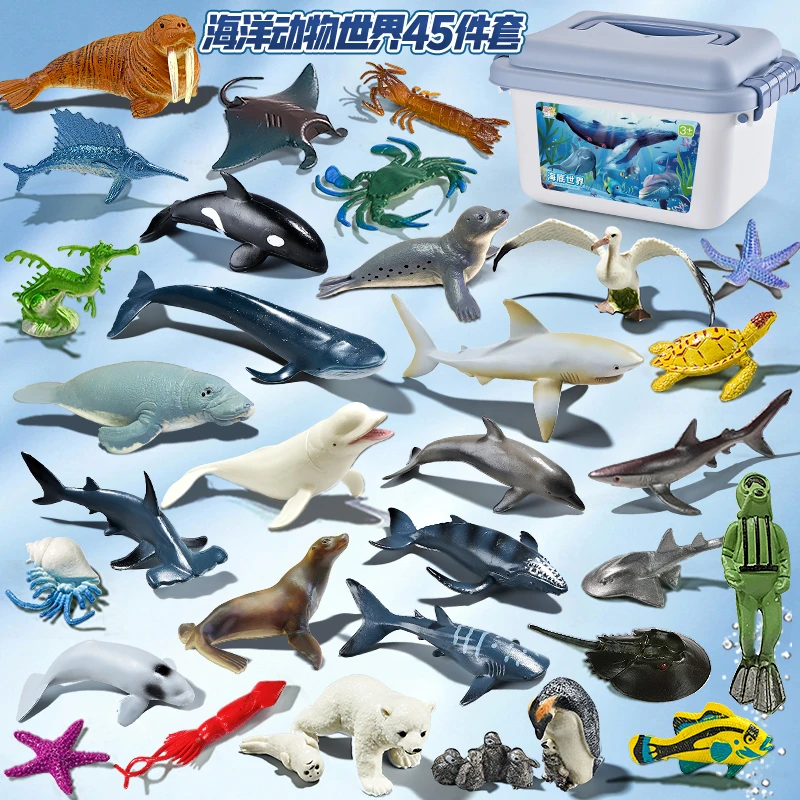 labif儿童仿真海洋动物模型玩具海底世界生物海豚0-3岁宝宝1认知2