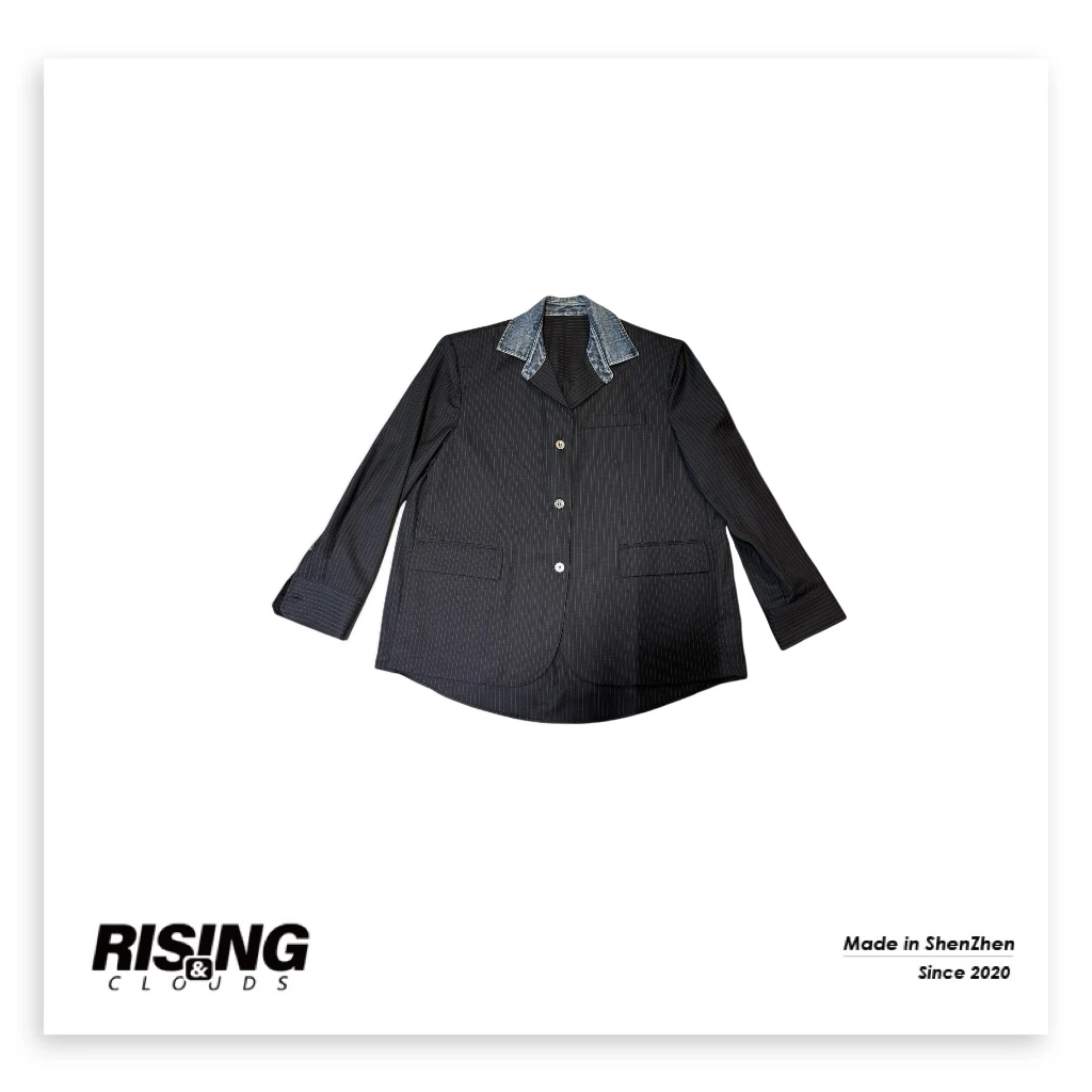 【小法】深圳南油流浪丹宁早秋条纹牛仔领西服 090271GT