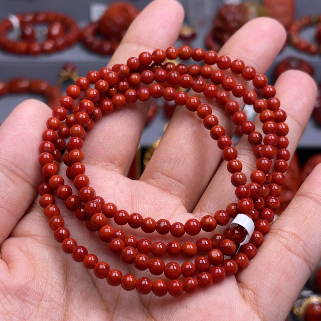 南红玛瑙未镶嵌珠宝奇石多圈4mm