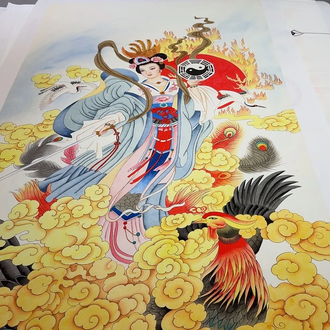 张***）国画九天玄女一副作品