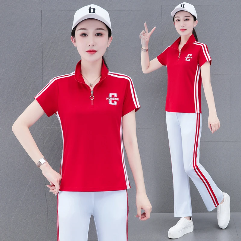 高档冰丝运动套装女2025夏季新款休闲薄款跑步服宽松时尚两件套女