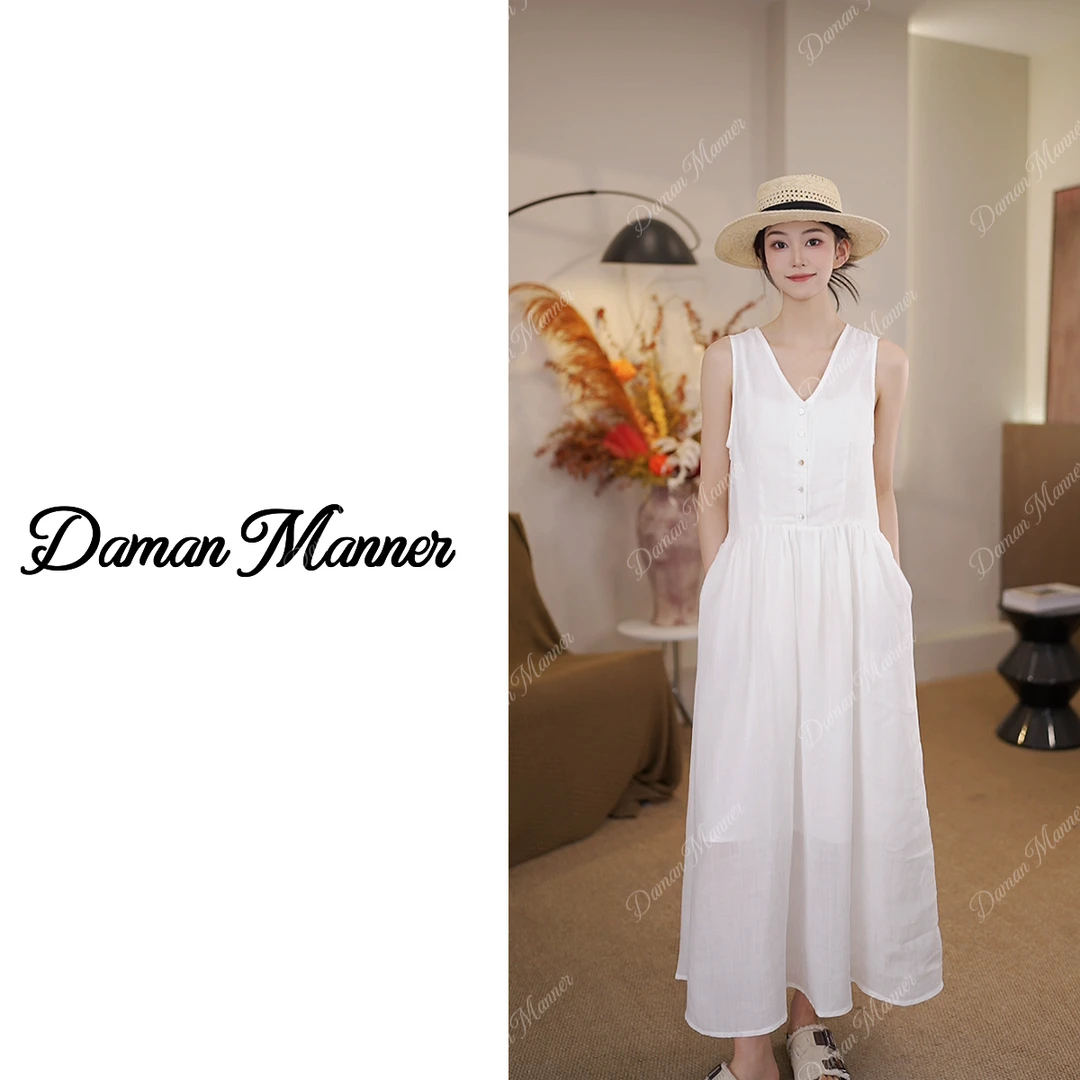 DAMAN | 苎麻宽松连衣裙高级设计感温柔气质夏季长裙DM25239