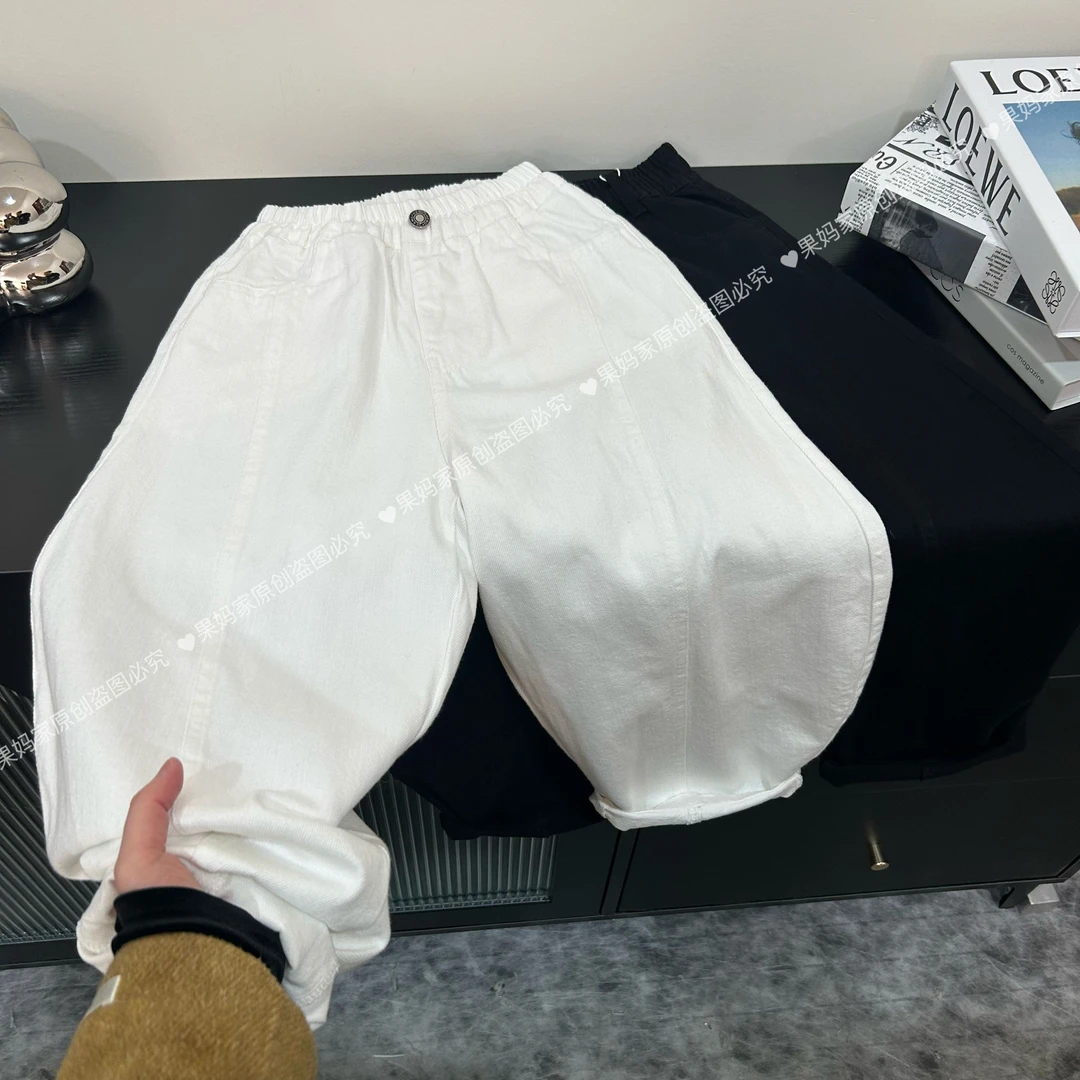 童装裤子春夏2025新款简约纯色棉布休闲裤中大童韩版宽松百搭长裤