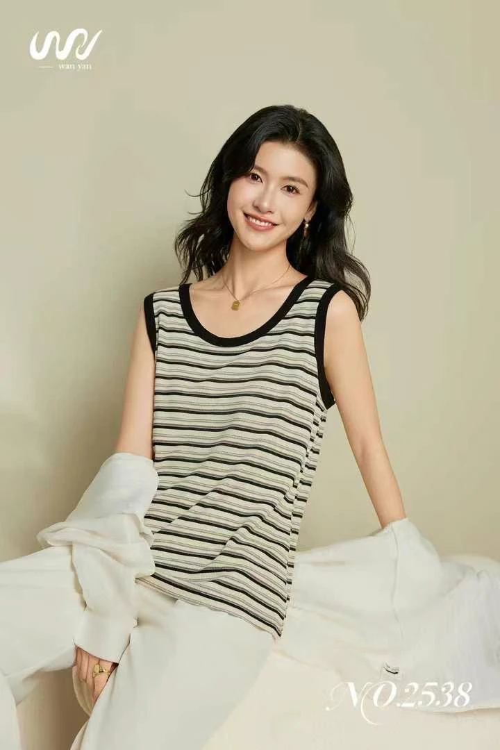 条纹吊带背心女内搭打底显瘦宽松无袖上衣百搭可外穿夏季