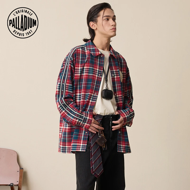 帕拉丁春季男款上装时尚潮流复古长袖衬衫1011260