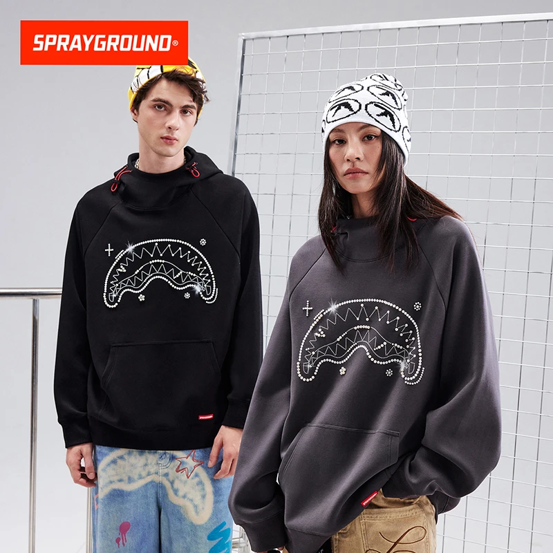 【珍珠系列】SPRAYGROUND鲨鱼嘴连帽卫衣宽松琥珀流光JM WE133302