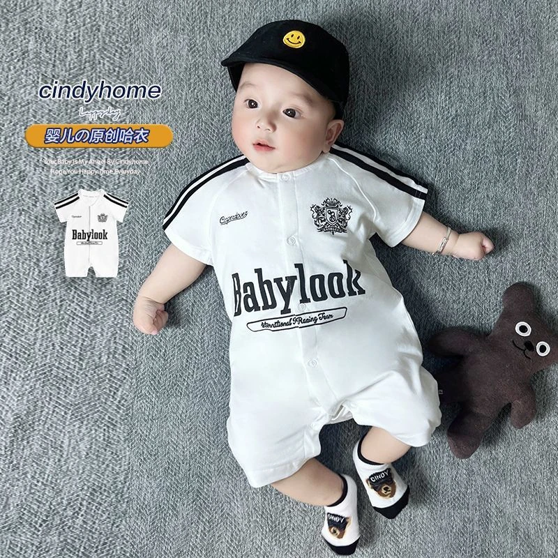 2025新款婴幼儿连体衣夏季短袖薄款爬爬服新生儿衣服潮