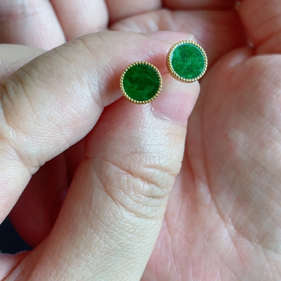 翡翠银S925镶嵌颈饰耳钉