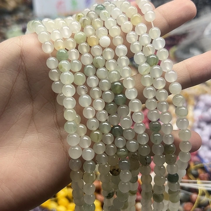 玛瑙/玉髓未镶嵌珠宝半成品一条天然6mm天山翠圆珠B14