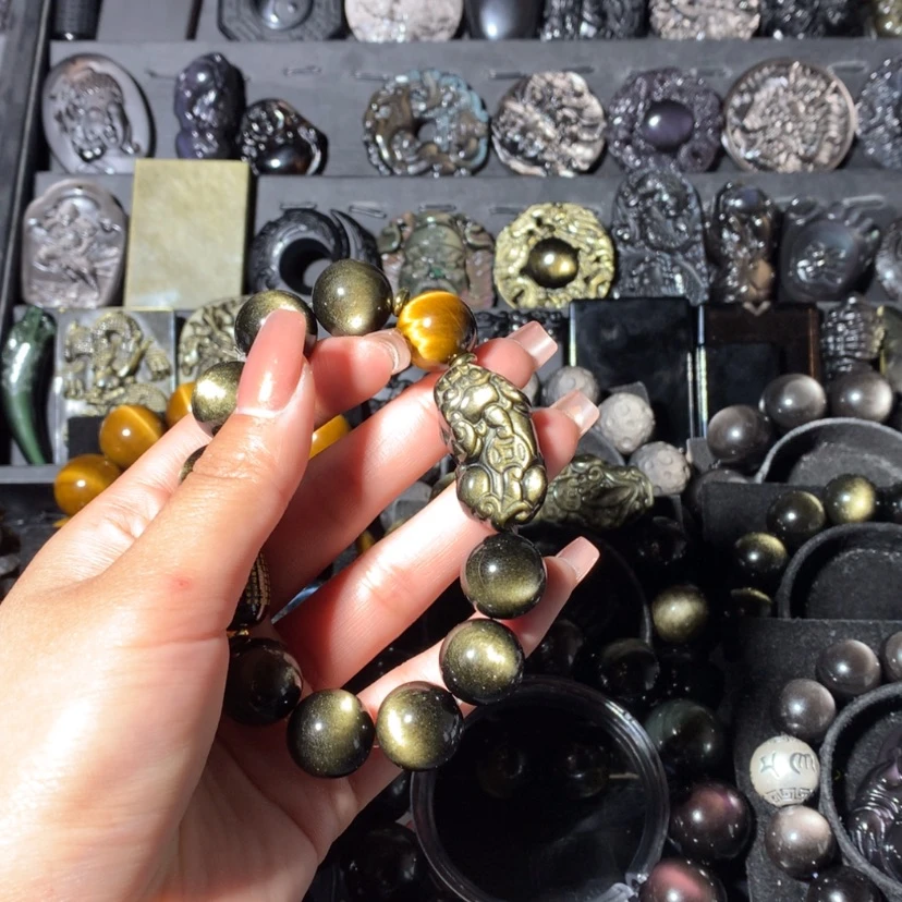 【闪购商品】黑曜岩手串未镶嵌Q***n