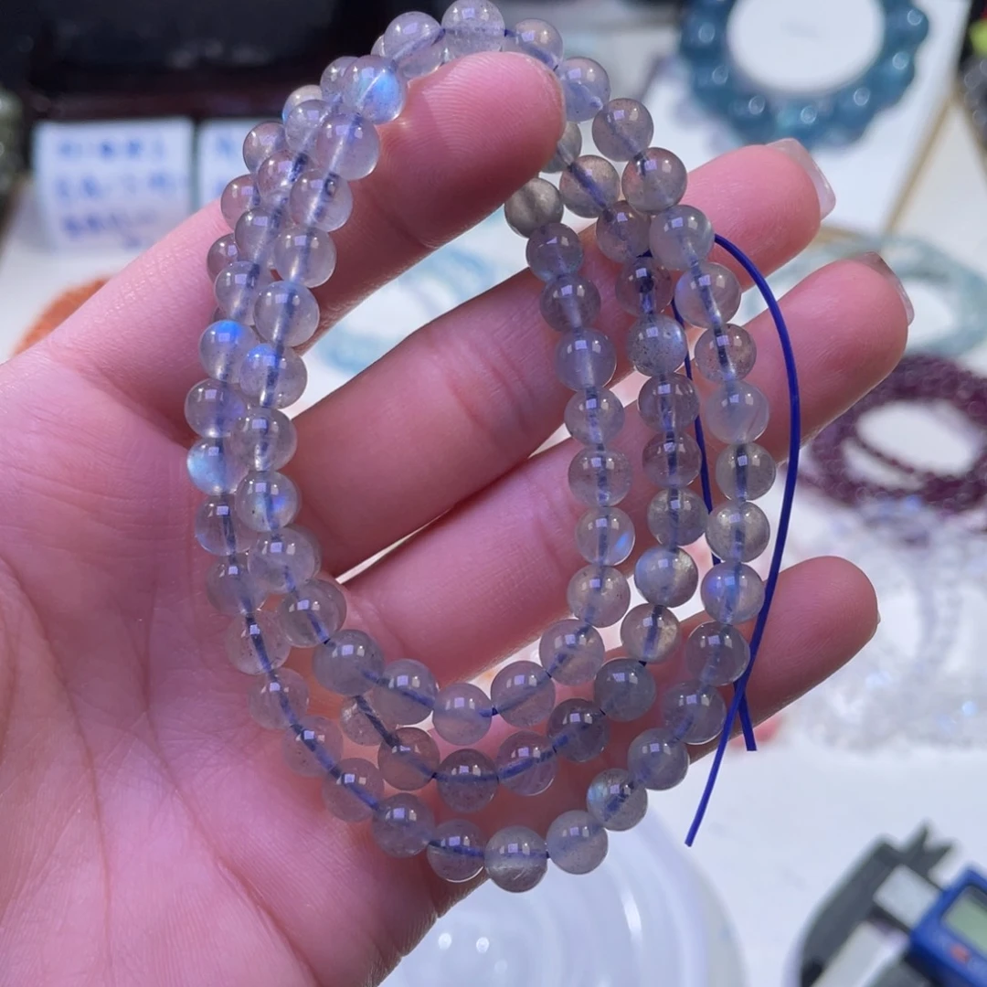 未镶嵌手链水晶奶体灰月光多圈6+