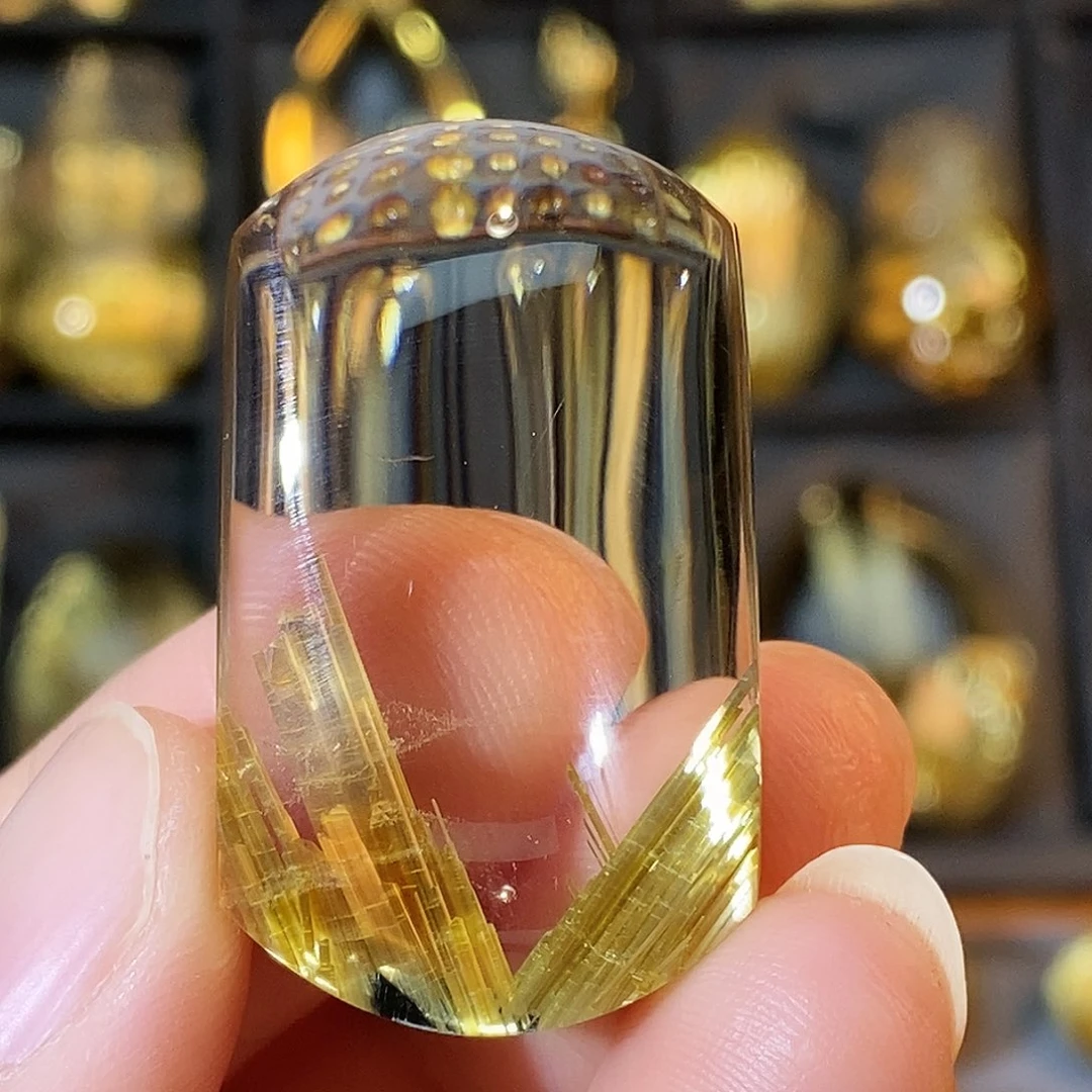 水晶颈饰未镶嵌天然钛晶板钛聚宝盆无事牌