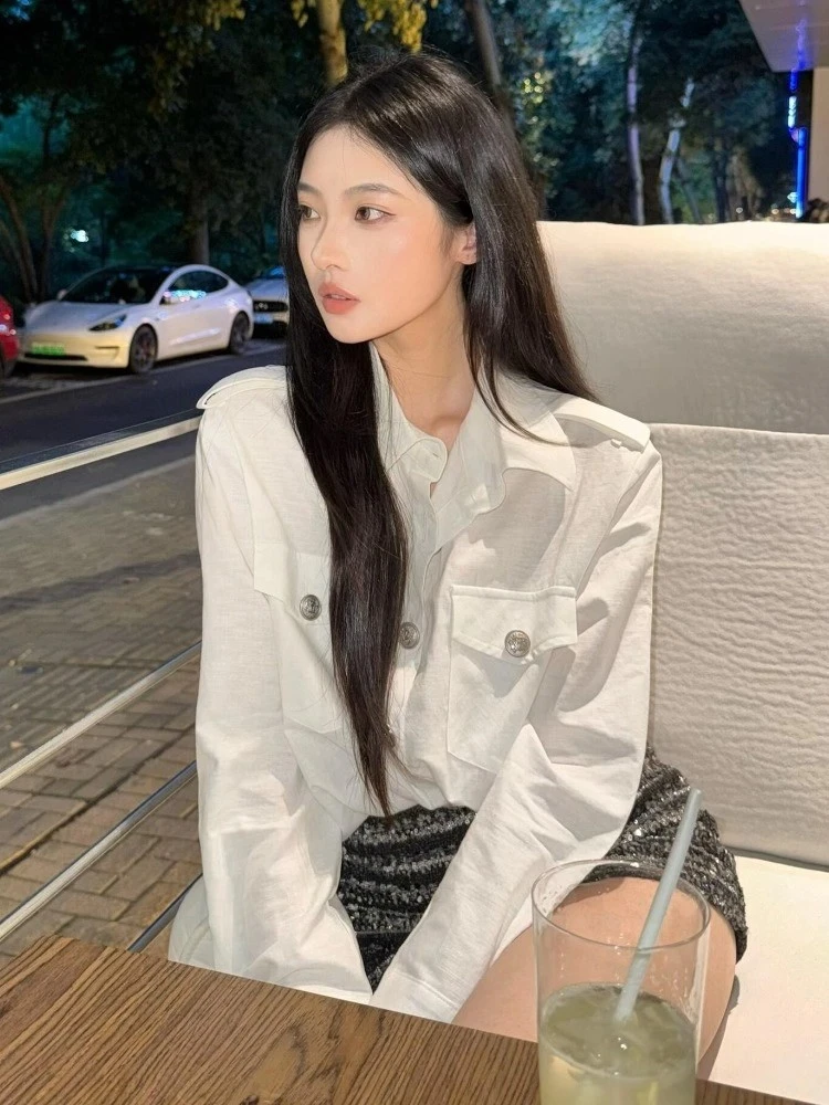 法式独特精致白色衬衫女2025秋季新款气质高级感上班通勤职业衬衣