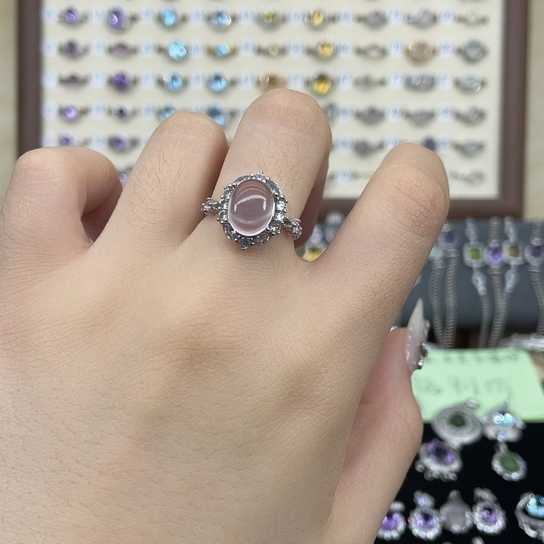 0***ᐝ芙蓉石银S925镶嵌戒指