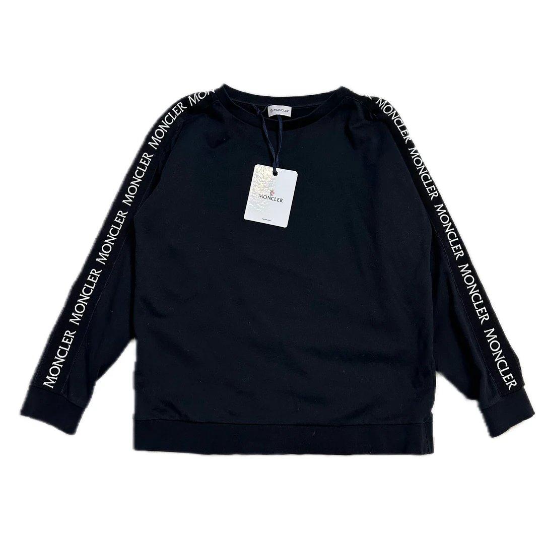 99新 MONCLER 蒙口moncler黑色手臂刺绣标卫衣s码