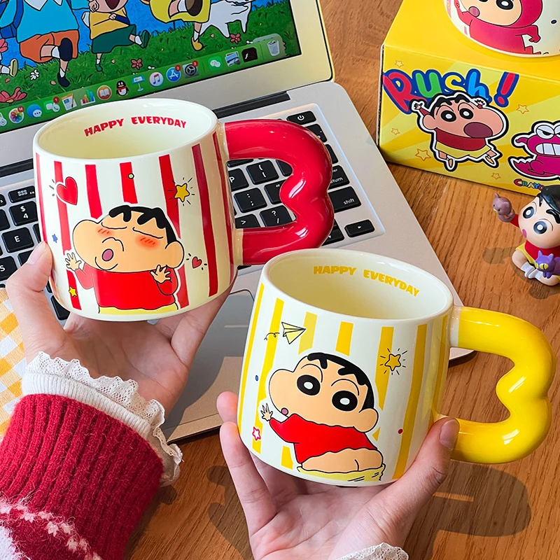 超阳蜡笔小新联名水杯正版杯子陶瓷可爱家用咖啡杯创意少女心