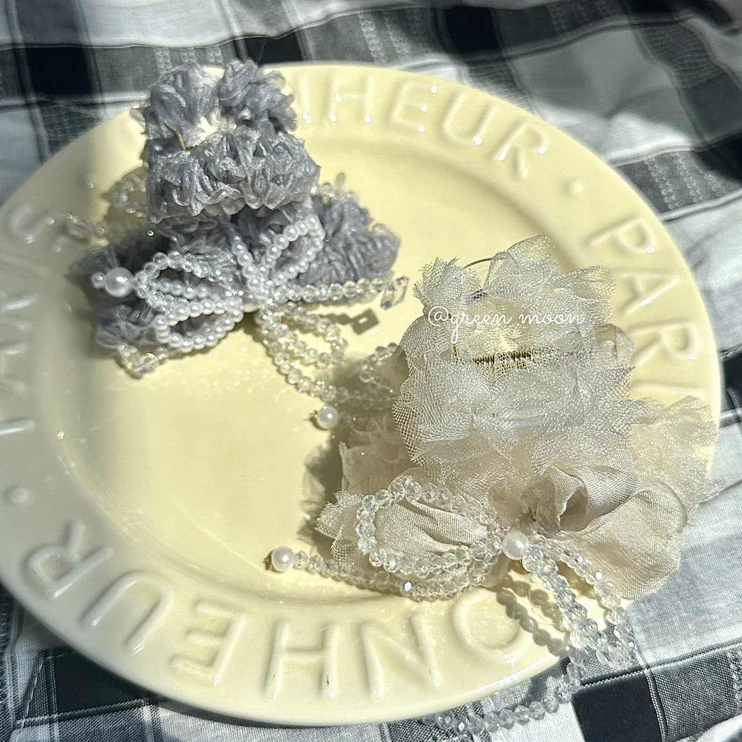 【暮色温柔】编织串珠蝴蝶结抓夹韩版气质个性原创发夹可爱发卡