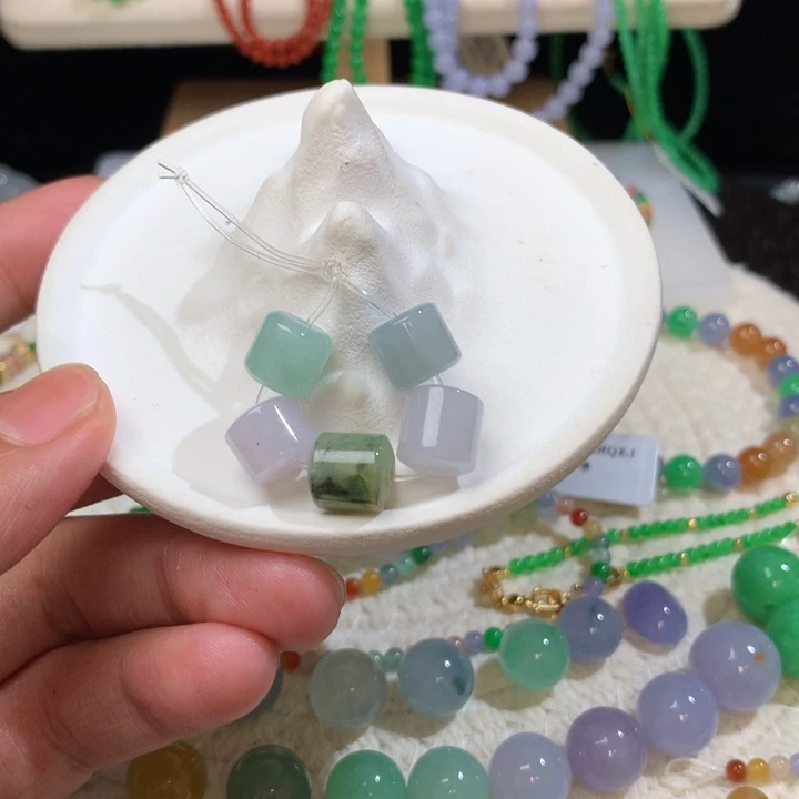 翡翠散珠8mm桶珠一组