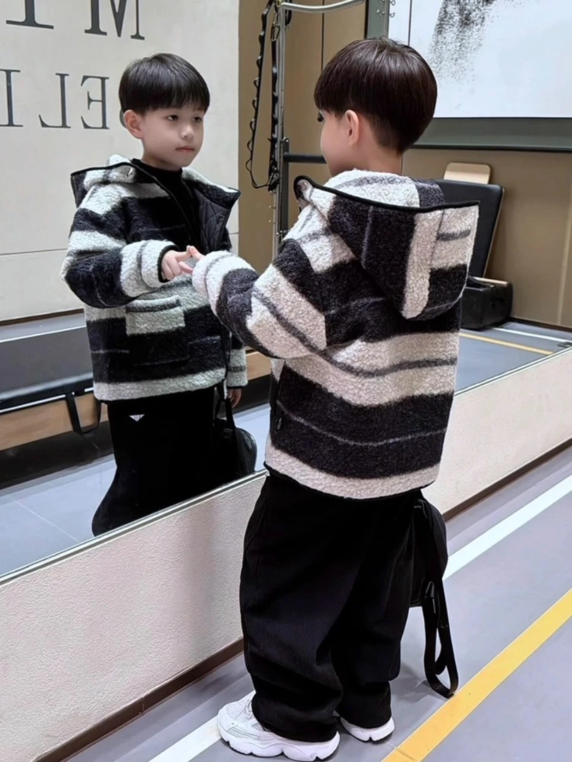 男童冬季加厚保暖呢大衣2025新款秋冬儿童中大童小男孩毛呢外套潮