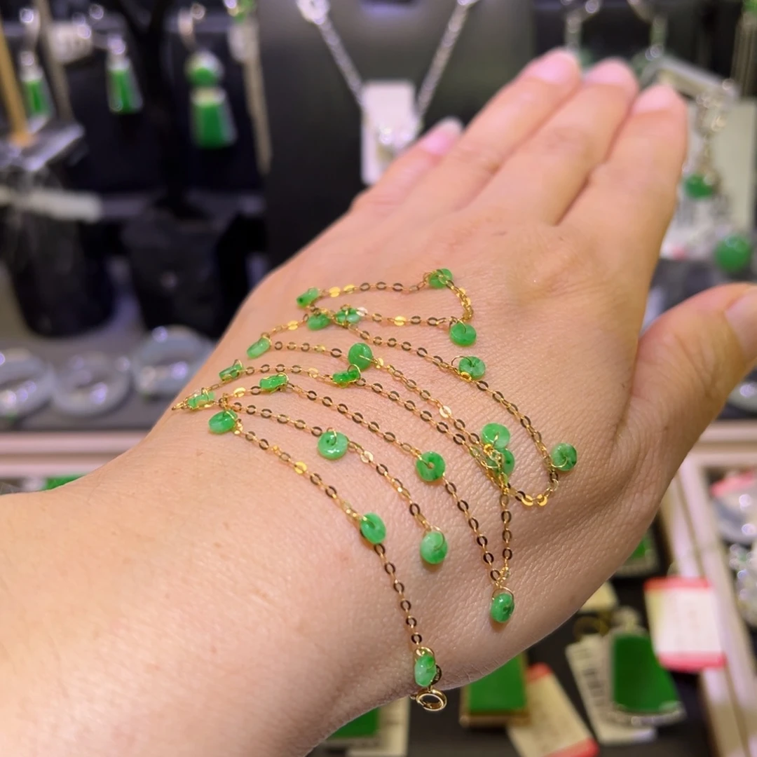 翡翠18K金镶嵌颈饰如*满天星