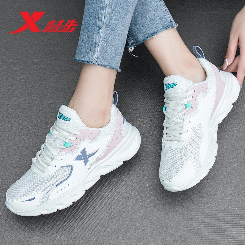 特步女鞋2025夏季新款网鞋透气网面鞋子软底休闲跑步鞋户外健身鞋