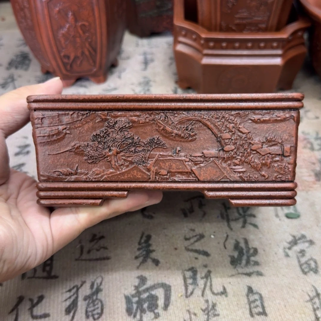 紫砂花盆14x10.5x4.8内经紫砂花盆