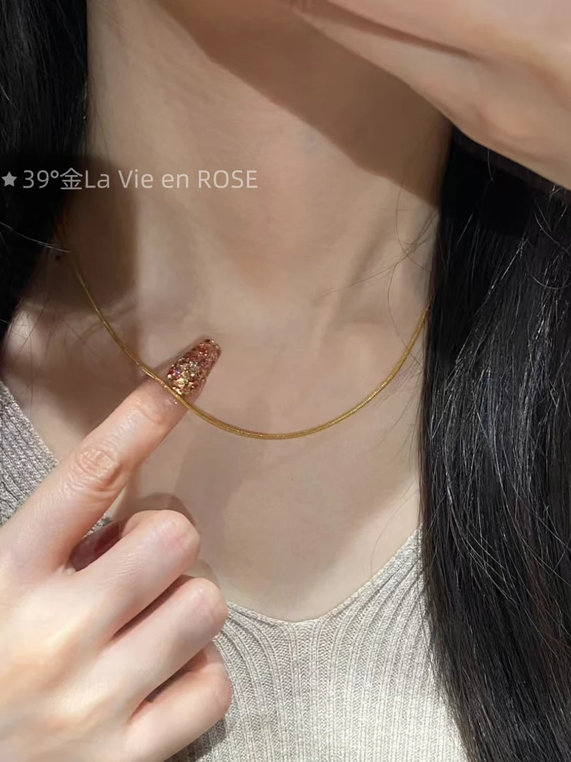 铜合金项链 素链蛇骨链女万能链可穿吊坠项链条链子钛钢裸链配饰