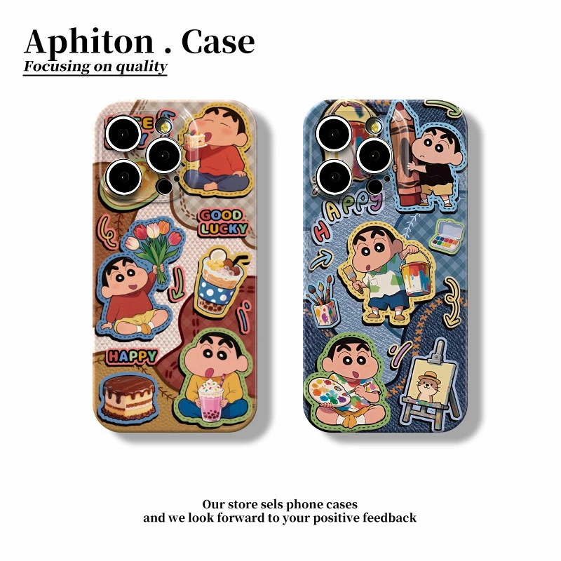 牛仔画画小新适用iPhone16苹果15手机壳华为oppo红米荣耀vivo菲林