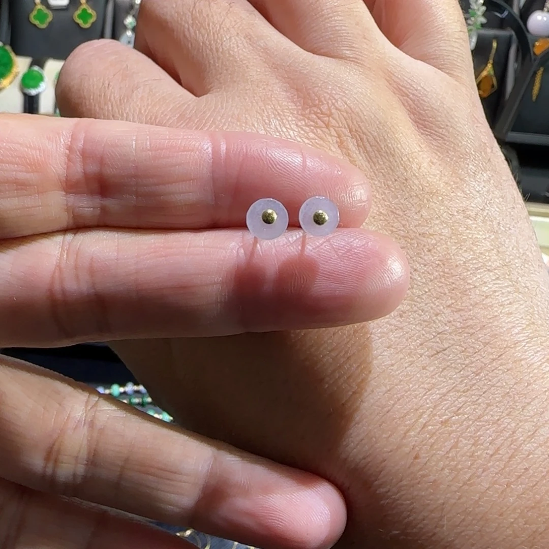 翡翠18K金镶嵌颈饰耳钉