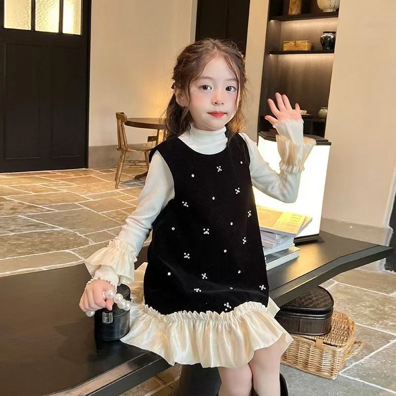 春秋季女童洋气时髦儿童一整套小香风宝宝早秋装穿搭公主裙子套装