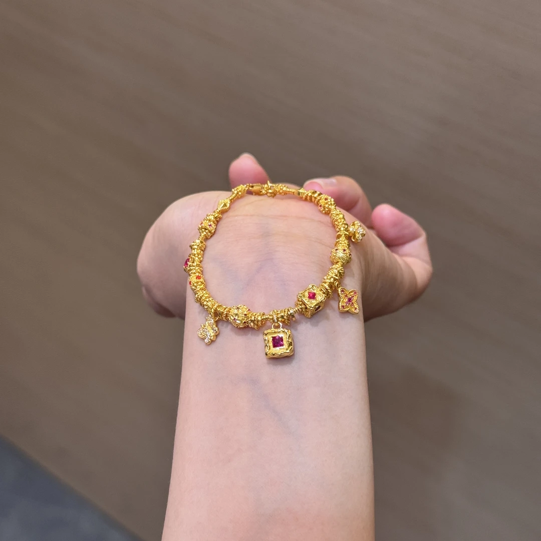 【菠萝珠宝】足金999 蝴蝶 多宝 盘缠手链  金重：25.22克